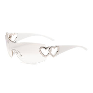 Lunettes de soleil Y2K style européen et américain, monobloc, double cœur, pour femmes et <span class=keywords><strong>hommes</strong></span>, protection UV400, sans monture, tendance transfrontalière - Product Image 2