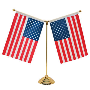 2026 Neuer Großhandel Büro-Tischflaggenständer mit individuellem Logo, Edelstahlstange, Mini-Tischflaggen, Dekorativer Bannerständer für Innenräume - Product Image 1