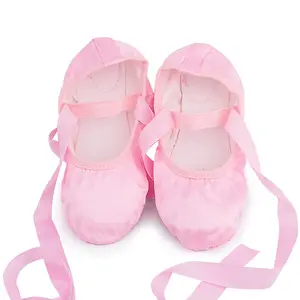 Vendita calda miglior prezzo in pelle morbida ragazze Stretch Canvas Pointe Ballet Point Shoes