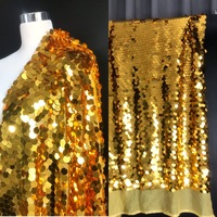 Tissu en maille à paillettes grandes de 18 mm, motif écailles de poisson, couleur or champagne, pour toile de fond de robe de mariée et décoration de fête