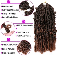 Extensions de cheveux synthétiques pré-bouclées Butterfly Locs au crochet, 14 pouces, noires, effet vieilli, tresses au crochet Goddess Soft Locs