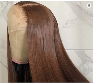 Pelucas de Cabello Humano Premium Color Marrón <span class=keywords><strong>Chocolate</strong></span> Sin Pegamento, Hechas a Mano, Pelucas Brasileñas de Encaje Completo Teñidas, Proveedor - Product Image 1