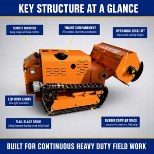 <span class=keywords><strong>Tagliaerba</strong></span> a controllo remoto con lame a coltello per la rimozione dell'erba su colline e frutteti in pendenza, dotato di luci a LED - Product Image 3