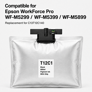 ถุงหมึก OCB T12C1 ใช้แทนของแท้ได้ ความจุ 860 มล. หมึกพิกเมนต์สีดำ ชิปเปลี่ยนได้ครั้งเดียว สำหรับ Epson WF-M5399 WF-M5899 - Product Image 3