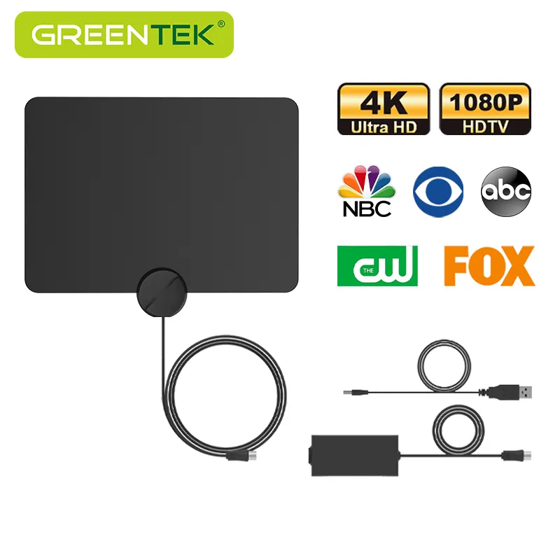 GREENTEK nuovo Design miglior Antenna HDTV piatta ad alto guadagno globale Antenna TV sottile per interni