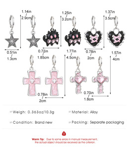 Pendientes de cristal de Cruz clásica estrella amor corazón Y2K aro pendiente joyería regalos - Product Image 2