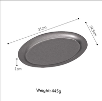 Ensemble d'assiettes ovales vintage en acier inoxydable pour desserts, dîners, pâtes, café, pâtisseries, avec plateaux de service plats pour la maison et la cuisine