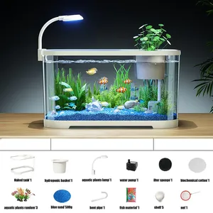 Piccolo silenzioso decorativo acquario acquario Starter Kit in plastica acquario per Betta & animali acquatici chiaro tartaruga ciotola - Product Image 4