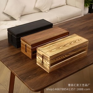 Wooden Cable Organizer <b>Box</b> Rectangle Desktop Storage For <b>Router</b> Data Headphone Cables Eco Friendly Office Organizer - Product Image 3
