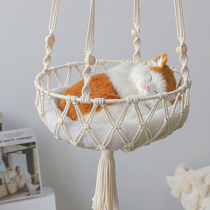 Cesta Colgante Redonda de Cuerda de Algodón Tejida para Gatos, Cama Transpirable para Mascotas, Estilo Minimalista para el Hogar, Lavado a Mano, Todas las Estaciones - Product Image 3