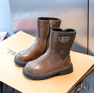 Chaussure pour enfant noire tendance taille 26-36 pour fille et garçon, nouveau design, botte en cuir PU pour enfants avec fermeture éclair - Product Image 5