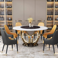 Table à manger ronde en marbre, design italien, ensemble en acier inoxydable, table moderne