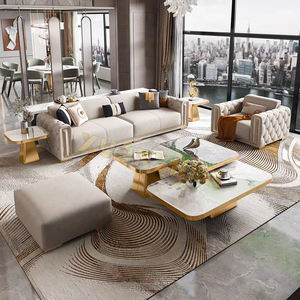 Furnitur rumah ruang tamu Sofa Set Furniture desain baru mewah Sectional Sofa nyaman kulit Modern ruang tamu Sofa 1 + 2 + 3 - Product Image 4