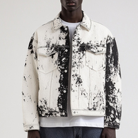 Personnalisable automne hommes rétro délavé peinture éclaboussé Denim veste élégant Street Wear bouton up Jean veste manteau pour hommes