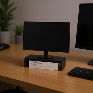 Supporto per monitor regolabile in rovere nero 80x24x10,5 cm per montaggio su scrivania - Product Image 2