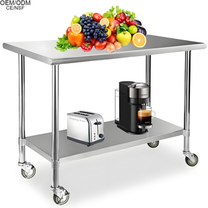 <span class=keywords><strong>NSF</strong></span>-Zertifizierte Hochbelastbare Edelstahl-Werkbank 2 Regale Stapelbar Korrosionsbeständig Abnehmbare Kücheninseln und -wagen - Product Image 1