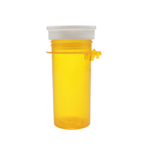 10DR Push Down Turn Pill Thumb Bottles Plastic Child Safety Vials Amber Plastic Convertible Vials With Screw Cap