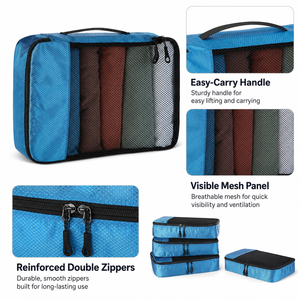 Juego de 4 Cubos de Embalaje para Viaje, Organizadores de Equipaje, <span class=keywords><strong>Bolsas</strong></span> de Almacenamiento Ligeras de Malla para Maletas - Product Image 5