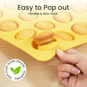 BPA Free Nonstick 24-Cup Mini Silicone Muffin & Cupcake Baking <b>Pan</b> Heat Resisting Dishwasher Safe Oven Safe Easy Release - Product Image 6
