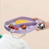 Offre Spéciale 2024 ensemble de vaisselle pour bébé assiette en silicone avec chaîne anti-chute aspiration personnalisée de qualité alimentaire pour les enfants à manger