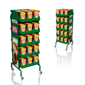 Exhibidor Metálico Personalizado de 5 Niveles para Papas Fritas y Snacks con Ruedas, Recubrimiento UV, Marca <span class=keywords><strong>WOW</strong></span>, Modelo WOWFSDU-207 - Product Image 4