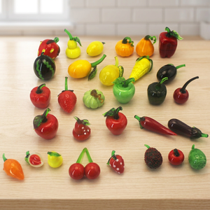Figurines en verre soufflé à la main style Murano, fruits et légumes, pour la décoration du Jour de la Terre, accessoire cadeau, vente en gros - Product Image 1