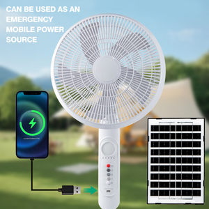 3 in 1 Portable <b>Rechargeable</b> Floor Fan Solar Powered <b>LED</b> <b>Lighting</b> 16 Inch 3 Speed Long Life Stand Fan Hot Selling YNSHY1607B Sol - Product Image 2