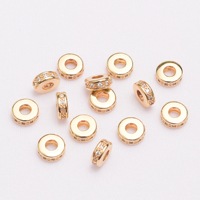Perles intercalaires rondes micro-pavées en or rempli 14K 18K HP425 avec zircons cubiques, 4-10mm, pour bracelets et colliers DIY, vente en gros de perles de bijoux en vrac