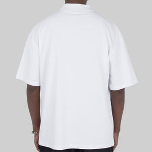 Premium 100% coton hommes goutte épaule poids lourd t-shirts impression personnalisée mode col montant blanc surdimensionné t-shirts - Product Image 4