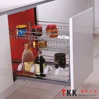 Gabinete de cocina de acero inoxidable personalizado TKK, cesta de alambre para tirar de almacenamiento, diseño moderno, despensa, estante de especias organizado, accesorios