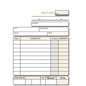 Factures CABLEPELADO Talonary |   Carnet de factures |   1 exemplaire original |   Auto-copie |   Matrice de découpe Encolades |   Papier |   Taille 25cm - Product Image 1