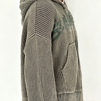 Veste en tricot personnalisée de haute qualité pour homme, avec logo brodé, ourlet effiloché et effet vieilli, idéale pour le streetwear