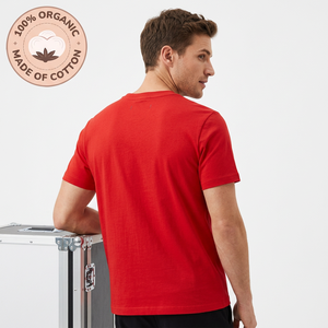 Camiseta Roja Personalizada con Cuello Redondo para Hombre, 100% Algodón Orgánico, Impresión a Doble Cara, Ecológica, Ropa Promocional, Uniformes para Adultos, Regalos - Product Image 5