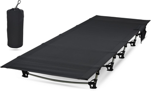 Xách Tay Gấp Giường Màu Đen Trọng Lượng Nhẹ Nhôm Ống + 600D Oxford Vải Cho Cắm Trại - Product Image 3