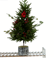 Sapin de Noël miniature artificiel de haute qualité, pré-décoré et personnalisé, avec baies rouges multicolores et pin.