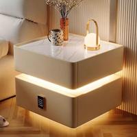 Table de chevet intelligente en bois avec serrure, design écologique et durable, 2 tiroirs, pour salon