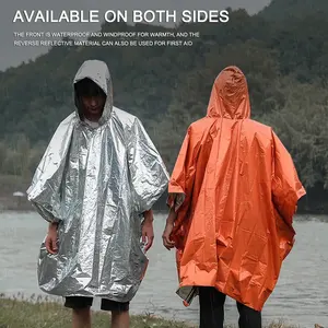 Imperméable Orange Imperméable à Capuche pour <span class=keywords><strong>Poncho</strong></span> Taille XL Imperméable Réfléchissant pour Sports de Plein Air-Randonnée Vélo Cyclisme Plastique Épais - Product Image 3