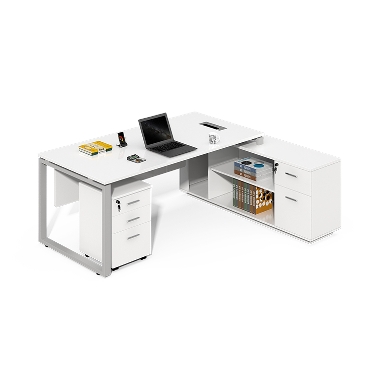 Дешевая Высококачественная Роскошная офисная мебель белая L-образная расширяемая с ящиками для руководителя главного бизнеса офисный стол для руководителя