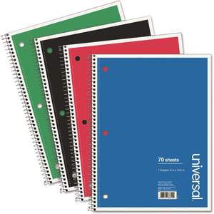 Cuaderno Universal de 1 Asignatura con Espiral, 100 Hojas, Regla Universitaria Mediana, Cubierta de PVC, Colores Surtidos, Paquete de 4, 70 Hojas de 10.5 x 8 Pulgadas - Product Image 1