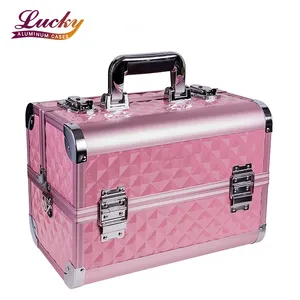 Pink Diamond Aluminum Makeup Case Fantasy Collection Makeup Artists Box Cosmetics Train Case