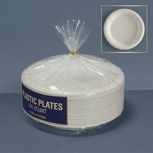 Assiettes jetables écologiques réutilisables en plastique <span class=keywords><strong>noir</strong></span> et blanc pour mariage, couleur pastel haut de gamme, qualité alimentaire, pour fêtes - Product Image 3
