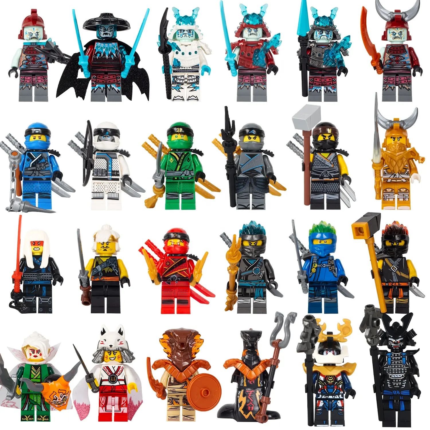 24 pcs Figures with Weapons ninja Action goed Collectible Set,Anime Movies Fans Mini Figure Mini figures Building Blocks