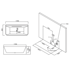 Moderne Abgerundete Rechteckige Glatte Freistehende Acryl-Badewanne mit LED-Beleuchtung, Luftdüsen, Whirlpool und Hydromassage - Product Image 3