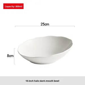 Bol à salade incliné, plat à légumes et fruits de haute qualité, style japonais, style nordique, moderne, simple, grand, en céramique, luxe léger, pour desserts - Product Image 6