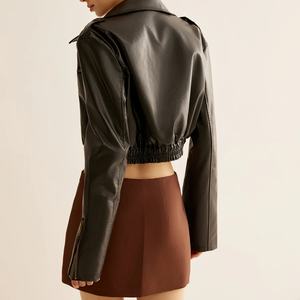 Chaqueta de Motociclista Urbana de Moda 2025, Chaqueta Corta con Cierre, Chaqueta de Cuero PU con Cintura Ajustada - Product Image 2