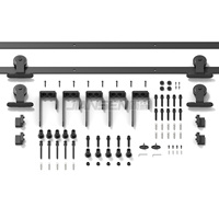 Kits de quincaillerie pour porte coulissante de grange à glissière de type supérieur avec revêtement noir personnalisé de 4 à 18 pieds pour deux portes de style coulissant