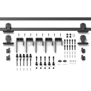 Kits de quincaillerie <span class=keywords><strong>pour</strong></span> <span class=keywords><strong>porte</strong></span> <span class=keywords><strong>coulissante</strong></span> de grange à glissière de type supérieur avec revêtement noir personnalisé de 4 à 18 pieds <span class=keywords><strong>pour</strong></span> deux portes de style coulissant - Product Image 3