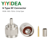 Connecteur coaxial RF à sertir de type N, fiche mâle N pour câble RG58, 50 ohms, 6 GHz, cuivre pur nickelé, faible perte