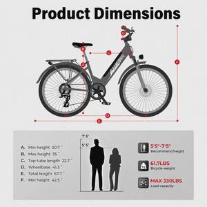 Moped hybride de type UK Warehouse, livraison rapide, vélo électrique tout-terrain et urbain avec alimentation par batterie au lithium RS-A01Pro-T, roue de 26 pouces. - Product Image 5