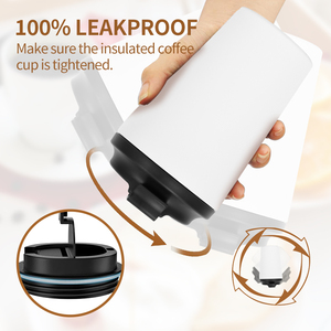 Pretty Factory Wholesale Insulated White Travel Coffee <b>Cup</b> with Black Lid Your <b>Reusable</b> Vacuum Insulated Sport Water Bottles - Product Image 4